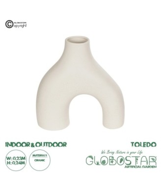 GloboStar® Artificial Garden TOLEDO 21250 Διακοσμητικό Κεραμικό Βάζo Μπεζ Π23 x Μ10 x Υ24 cm